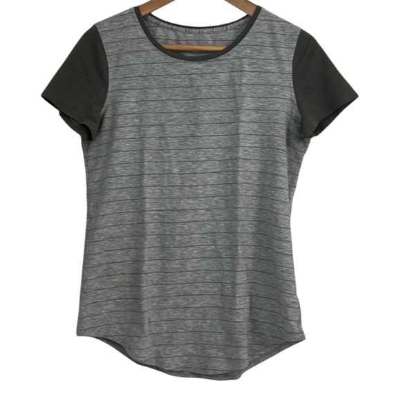 lululemon athletica Tops - Lululemon Love Crew III
Short Serve Stripe heathered grey khaki green